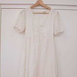 White Eyelet Midi Dress Size Small